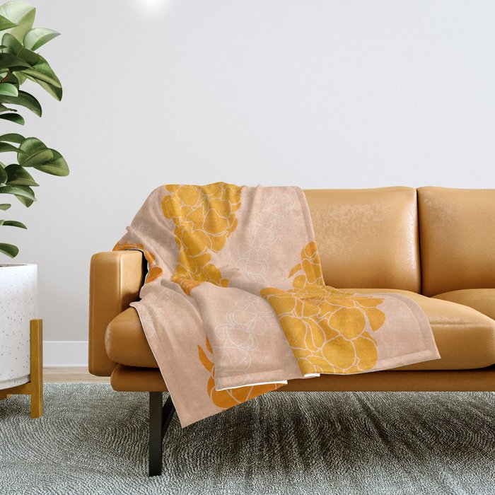 Puakenikeni leis on coral pink Throw Blanket Gallery Image 1
