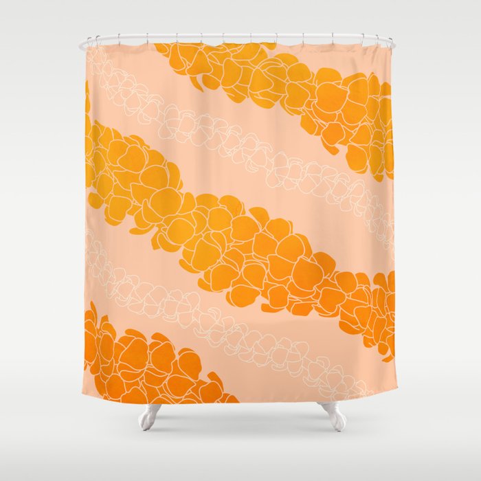 Puakenikeni leis on coral pink Shower Curtain Gallery Image 1