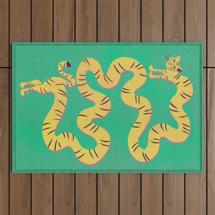 Playful Twisting Tiger Outdoor Rug Gallery Image 1