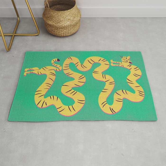 Playful Twisting Tiger Rug Gallery Image 1