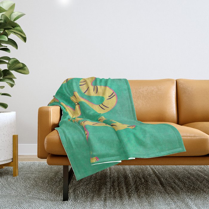 Playful Twisting Tiger Throw Blanket Gallery Image 1