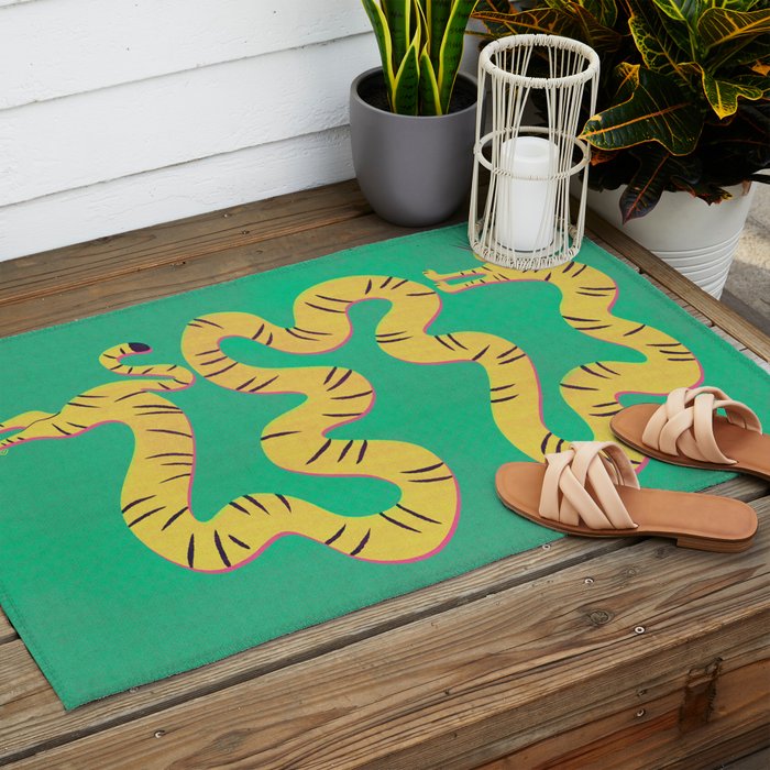 Playful Twisting Tiger Outdoor Rug Gallery Image 2