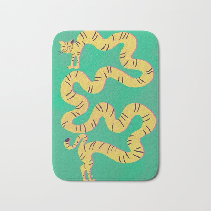 Playful Twisting Tiger Bath Mat Gallery Image 1