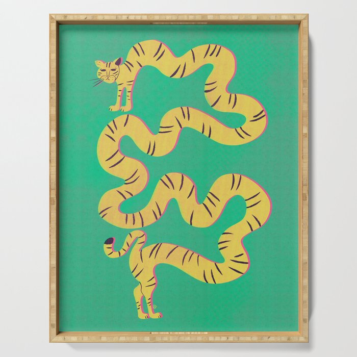 Playful Twisting Tiger Serving Tray Gallery Image 1