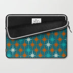 Atomic Age 1950s Starburst Pattern in Mid-Century Modern Turquoise, Rust, Teal Laptop Sleeve Gallery Image 2