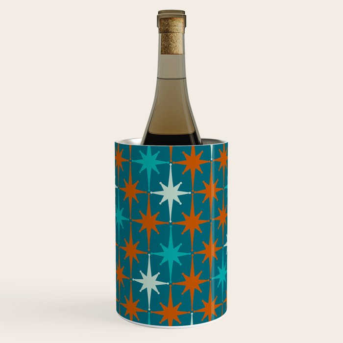 Atomic Age 1950s Starburst Pattern in Mid-Century Modern Turquoise, Rust, Teal Wine Chiller Gallery Image 3