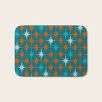 Atomic Age 1950s Starburst Pattern in Mid-Century Modern Turquoise, Rust, Teal Bath Mat Gallery Image 1