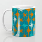 Atomic Age 1950s Starburst Pattern in Mid-Century Modern Turquoise, Rust, Teal Coffee Mug Gallery Image 3