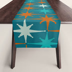 Atomic Age 1950s Starburst Pattern in Mid-Century Modern Turquoise, Rust, Teal Table Runner Gallery Image 1