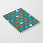 Atomic Age 1950s Starburst Pattern in Mid-Century Modern Turquoise, Rust, Teal Notebook Gallery Image 2