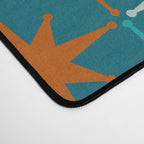 Atomic Age 1950s Starburst Pattern in Mid-Century Modern Turquoise, Rust, Teal Desk Mat Gallery Image 4