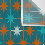 Atomic Age 1950s Starburst Pattern in Mid-Century Modern Turquoise, Rust, Teal Wall Tapestry Gallery Image 3