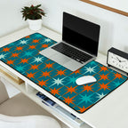 Atomic Age 1950s Starburst Pattern in Mid-Century Modern Turquoise, Rust, Teal Desk Mat Gallery Image 2
