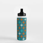 Atomic Age 1950s Starburst Pattern in Mid-Century Modern Turquoise, Rust, Teal Water Bottle Gallery Image 2