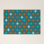 Atomic Age 1950s Starburst Pattern in Mid-Century Modern Turquoise, Rust, Teal Welcome Mat Gallery Image 1