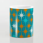 Atomic Age 1950s Starburst Pattern in Mid-Century Modern Turquoise, Rust, Teal Coffee Mug Gallery Image 4
