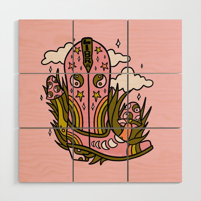 Libra Cowboy Boots Wood Wall Art Gallery Image 1
