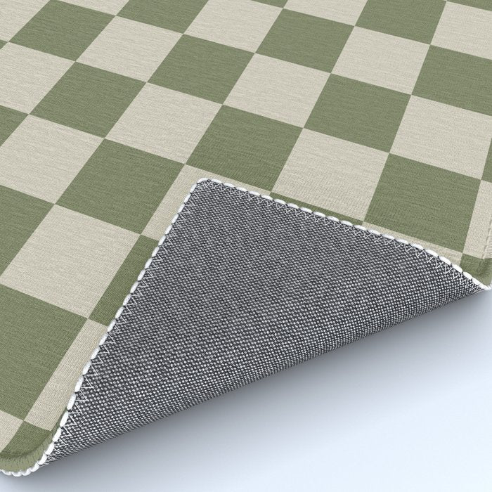 Checkerboard Check Checkered Pattern in Sage Olive Green and Beige Rug Gallery Image 4