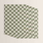 Checkerboard Check Checkered Pattern in Sage Olive Green and Beige Wrapping Paper Gallery Image 3
