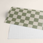 Checkerboard Check Checkered Pattern in Sage Olive Green and Beige Wrapping Paper Gallery Image 2