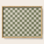 Checkerboard Check Checkered Pattern in Sage Olive Green and Beige Serving Tray Gallery Image 1