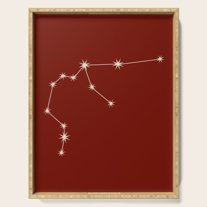 Aquarius Zodiac Star Constellation Line Art Ruby Red Serving Tray Gallery Image 1