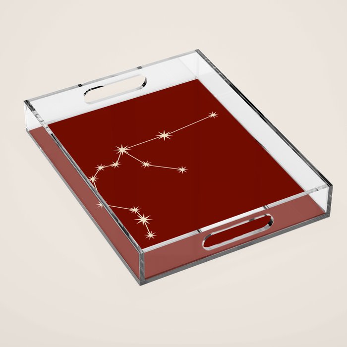 Aquarius Zodiac Star Constellation Line Art Ruby Red Acrylic Tray Gallery Image 1