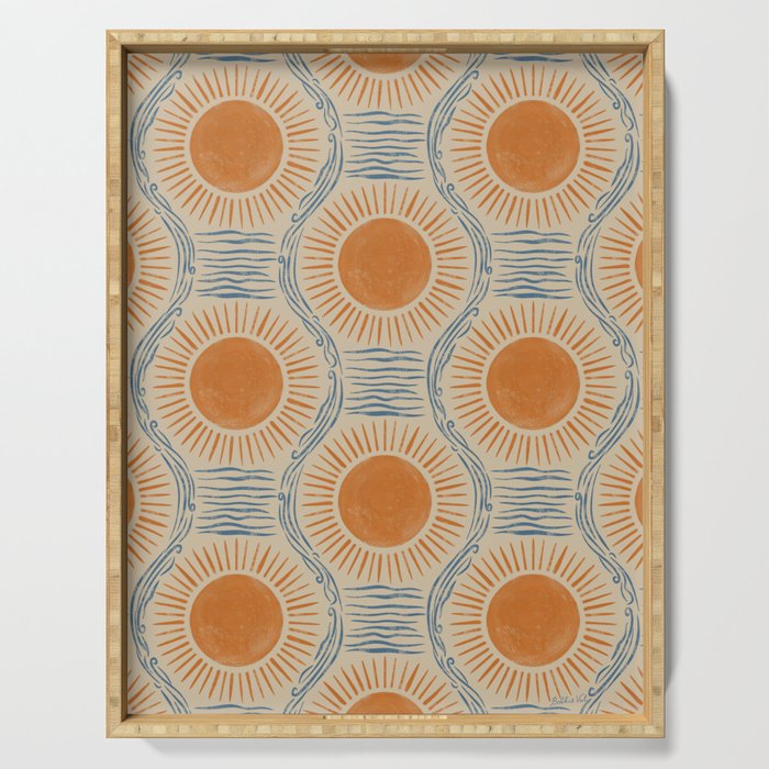 Boho Sun and Sea Vintage Ogee Serving Tray Gallery Image 1