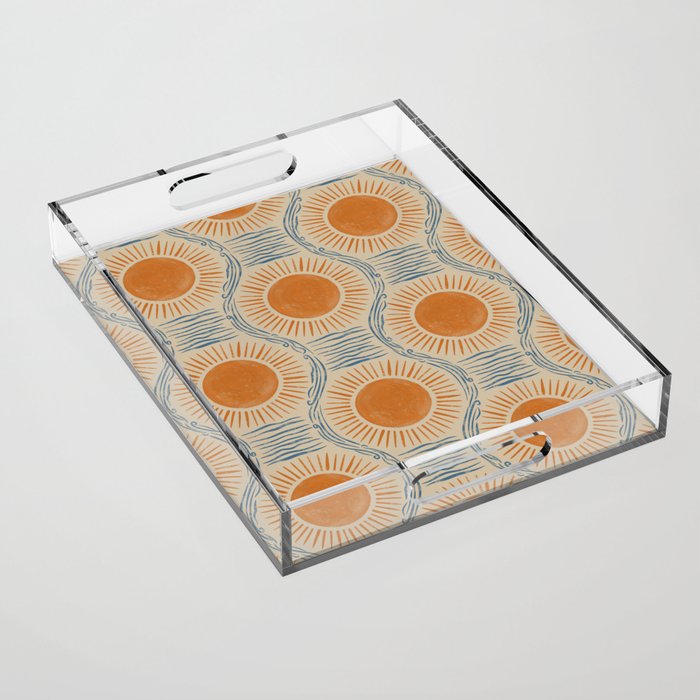 Boho Sun and Sea Vintage Ogee Acrylic Tray Gallery Image 1