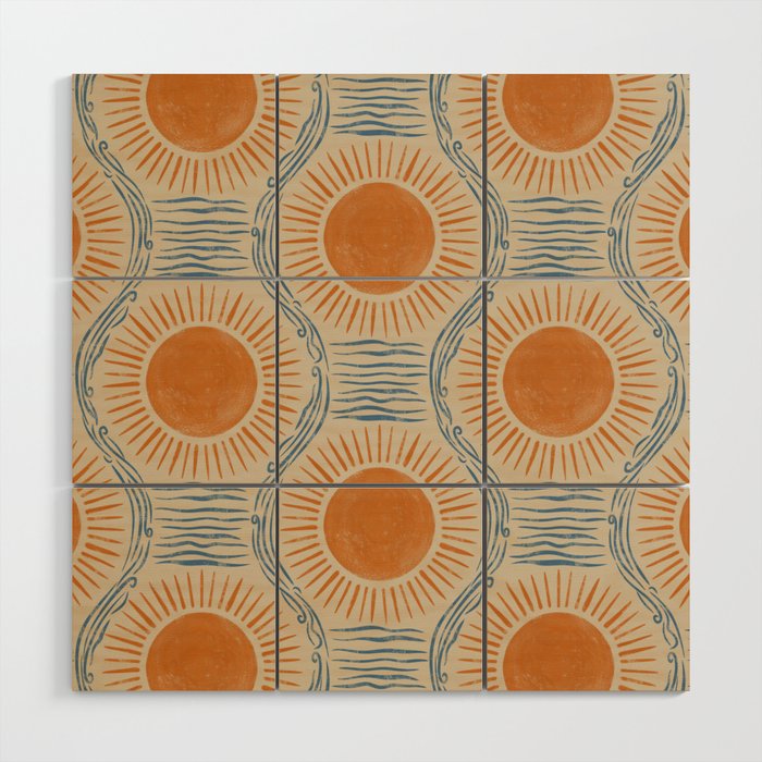 Boho Sun and Sea Vintage Ogee Wood Wall Art Gallery Image 1