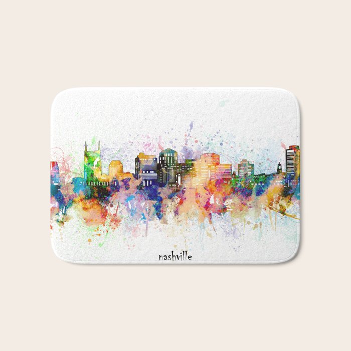 nashville skyline artistic Bath Mat Gallery Image 1