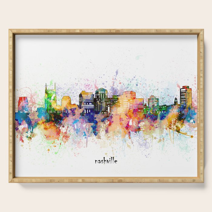 nashville skyline artistic Serving Tray Gallery Image 1