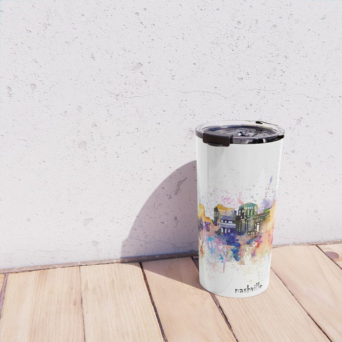 nashville skyline artistic Travel Mug Gallery Image 4