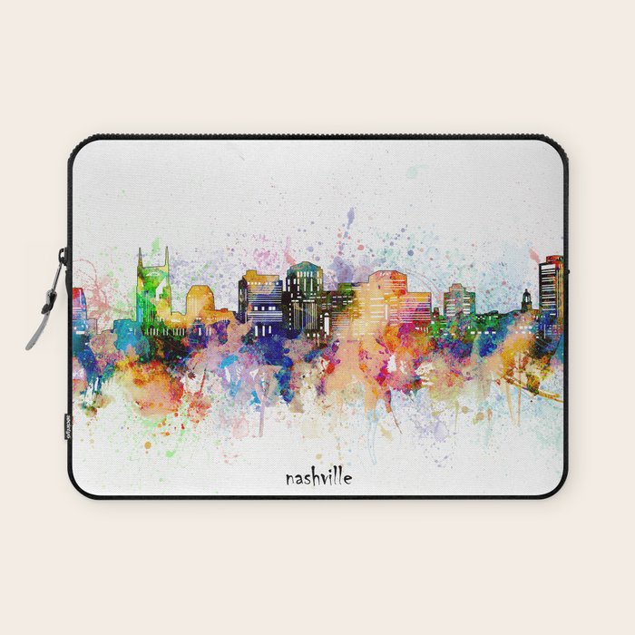 nashville skyline artistic Laptop Sleeve Gallery Image 1
