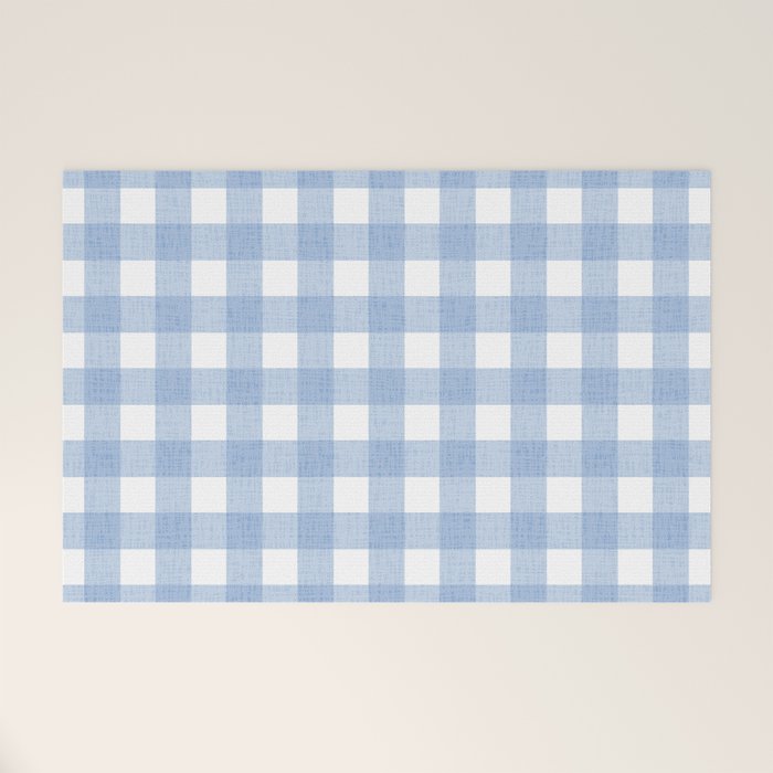 Powder Blue Plaid Welcome Mat Gallery Image 1