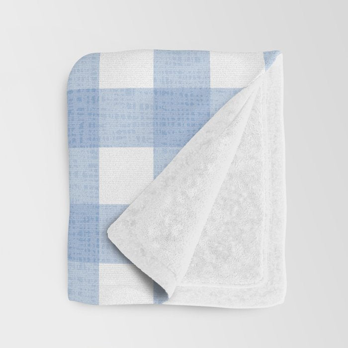Powder Blue Plaid Throw Blanket Gallery Image 3