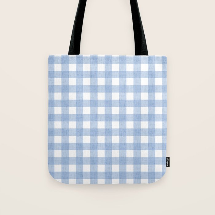 Powder Blue Plaid Tote Bag Gallery Image 1