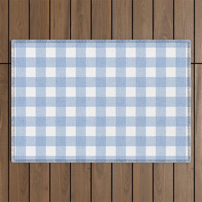 Powder Blue Plaid Outdoor Rug Gallery Image 1