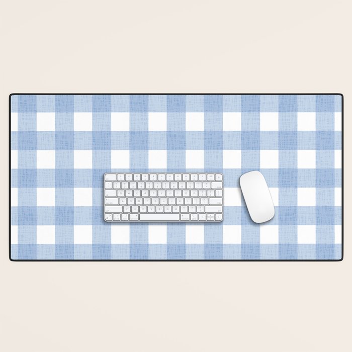 Powder Blue Plaid Desk Mat Gallery Image 1