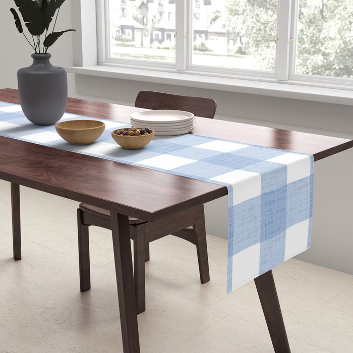 Powder Blue Plaid Table Runner Gallery Image 2