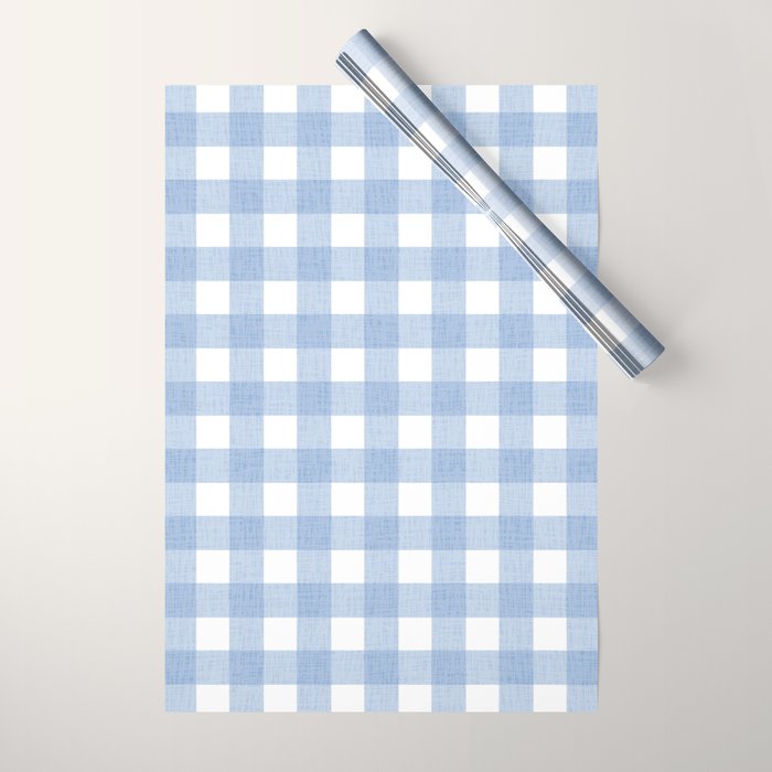 Powder Blue Plaid Wrapping Paper Gallery Image 1
