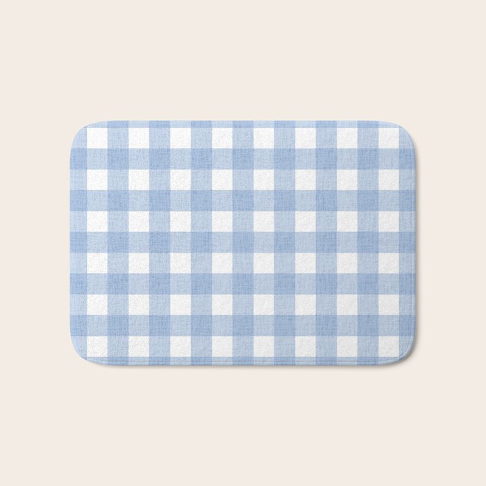 Powder Blue Plaid Bath Mat Gallery Image 1