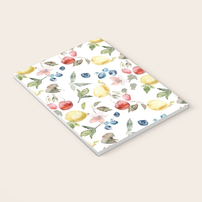 Lemon Berries and Cherries Watercolor Pattern Notebook Gallery Image 3
