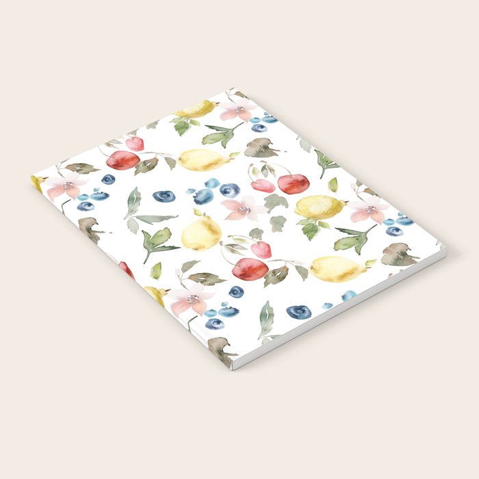 Lemon Berries and Cherries Watercolor Pattern Notebook Gallery Image 1