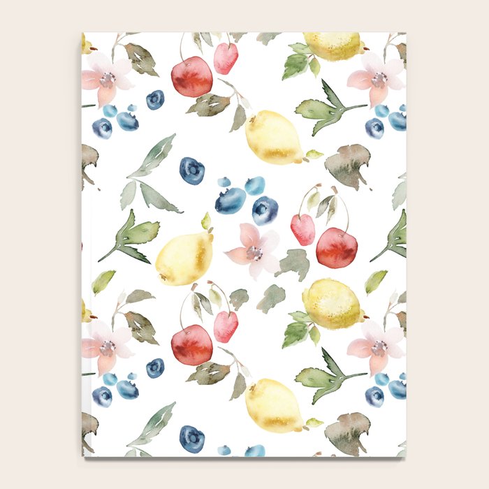 Lemon Berries and Cherries Watercolor Pattern Notebook Gallery Image 4