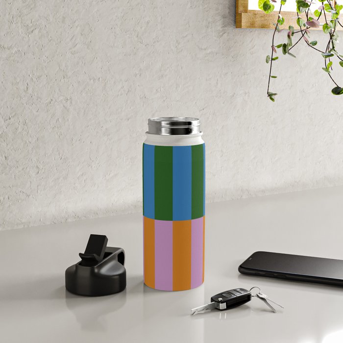 Abstraction_GEOMETRIC_STRIPE_LINE_COLORFUL_POP_ART_0701L Water Bottle Gallery Image 4