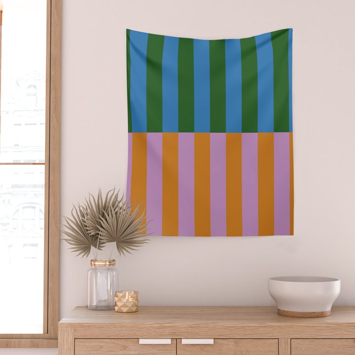 Abstraction_GEOMETRIC_STRIPE_LINE_COLORFUL_POP_ART_0701L Wall Tapestry Gallery Image 2