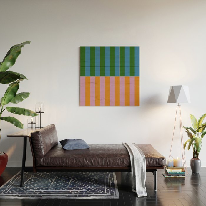 Abstraction_GEOMETRIC_STRIPE_LINE_COLORFUL_POP_ART_0701L Wood Wall Art Gallery Image 2