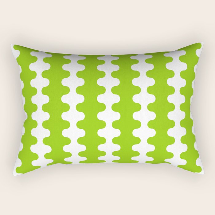 Wavy Stripes Lime Green Ogee A-Go-Go Retro Contemporary Pattern Rectangular Pillow Gallery Image 1