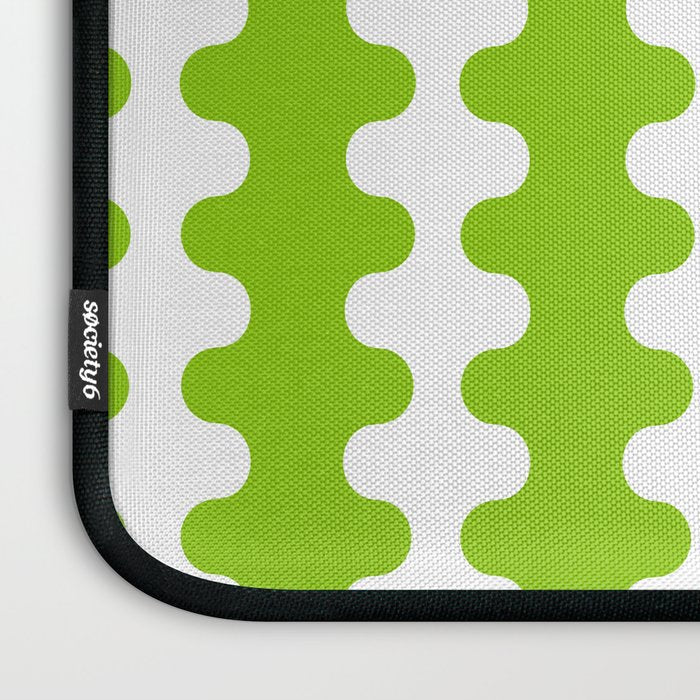 Wavy Stripes Lime Green Ogee A-Go-Go Retro Contemporary Pattern Laptop Sleeve Gallery Image 3